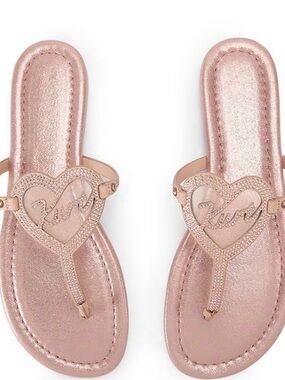 Kurt Geiger London, the Kurt Heart Metallic Logo T-Bar Sandals-Size-9.5